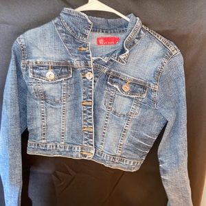 cropped dark denim jacket